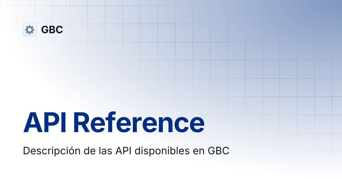 API Reference | GBC